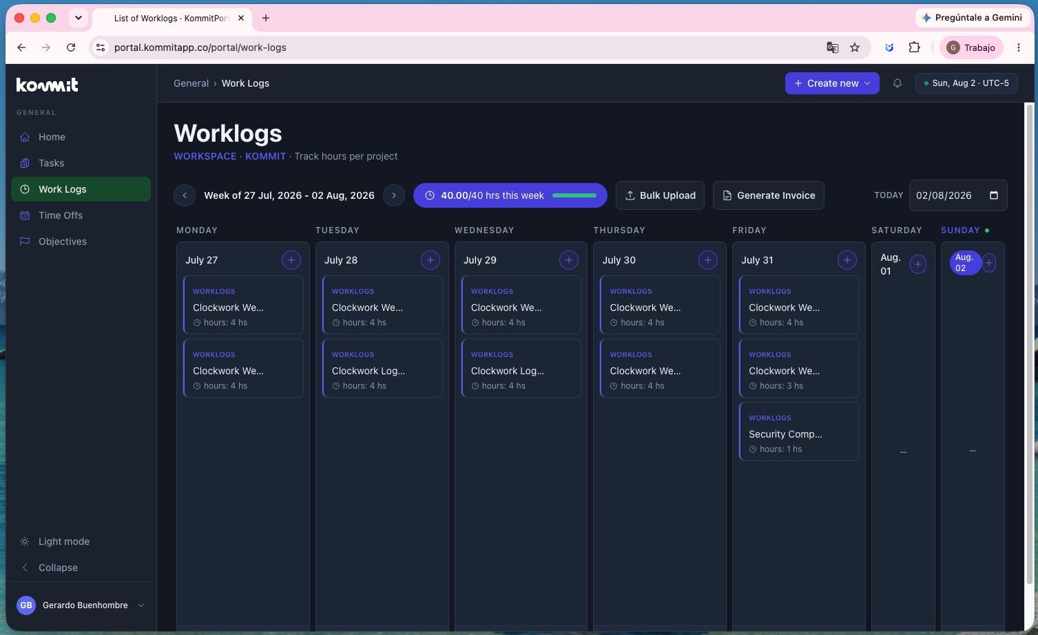 Portal Kommit — Work Logs